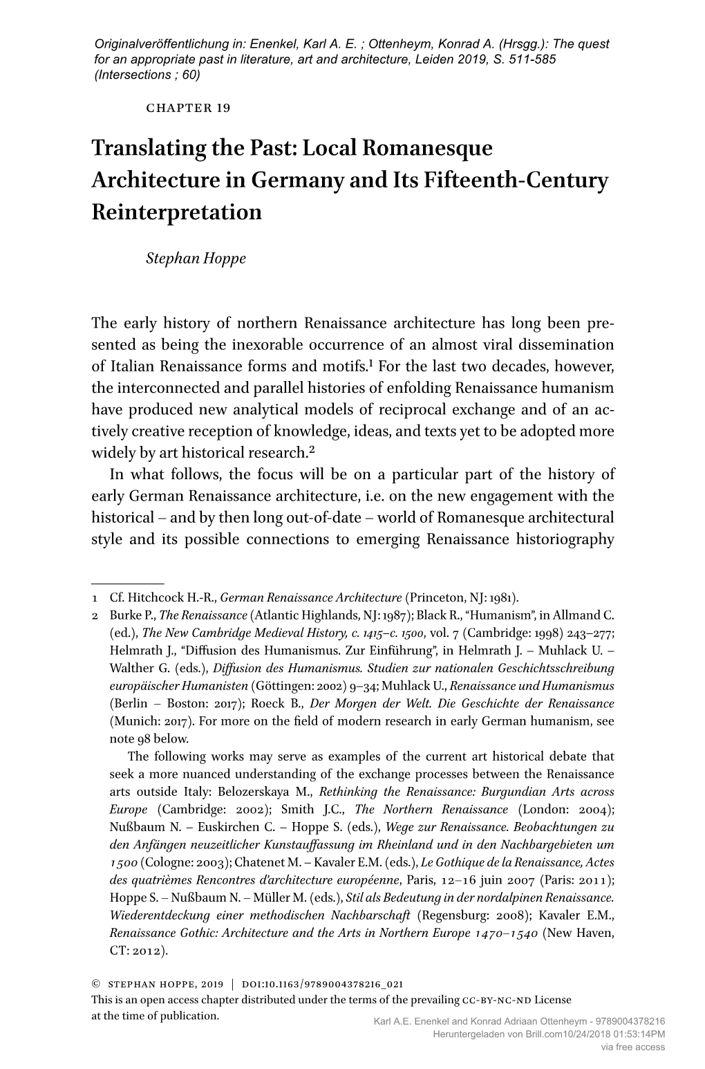 Local Romanesque Architecture in Germany and Its Fifteenth-Century Reinterpretation