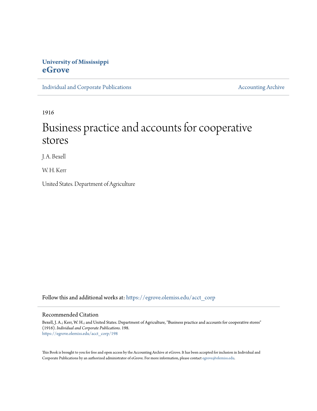 Business Practice and Accounts for Cooperative Stores J