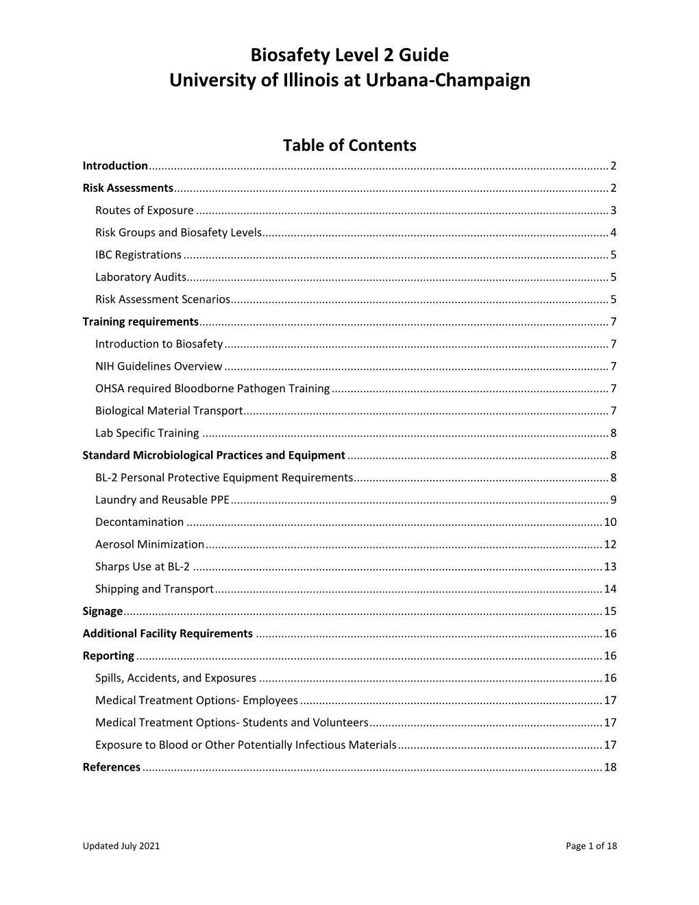 Biosafety Level 2 Guide University of Illinois at Urbana-Champaign