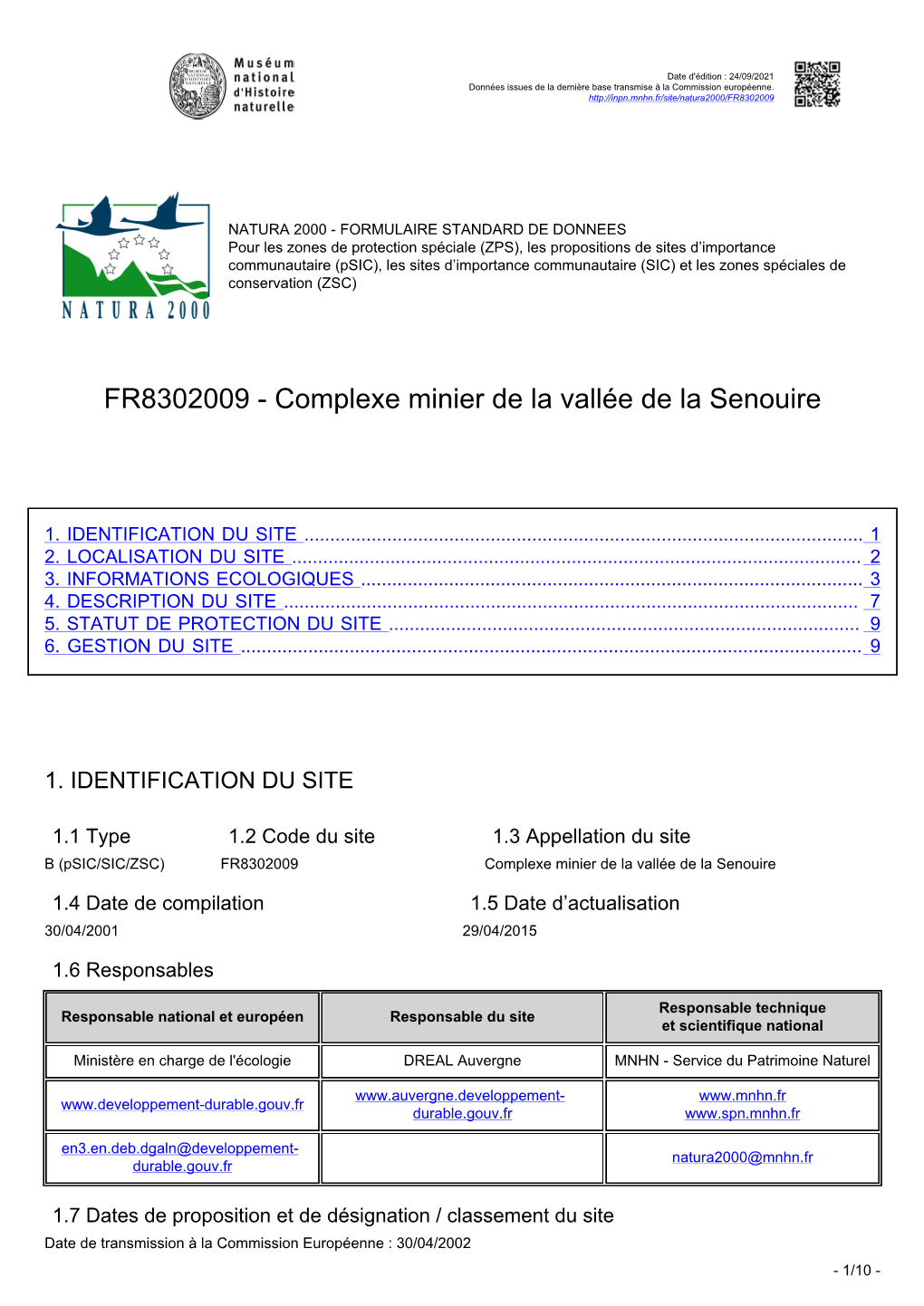 Téléchargez Le Formulaire Standard De Données Du Site Natura