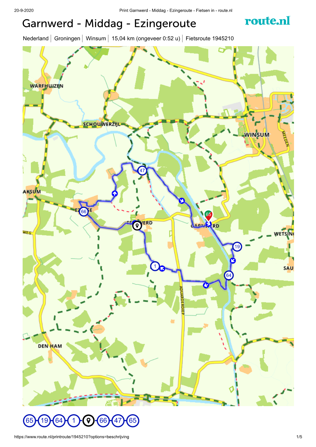 Garnwerd - Middag - Ezingeroute - Fietsen in - Route.Nl Garnwerd - Middag - Ezingeroute