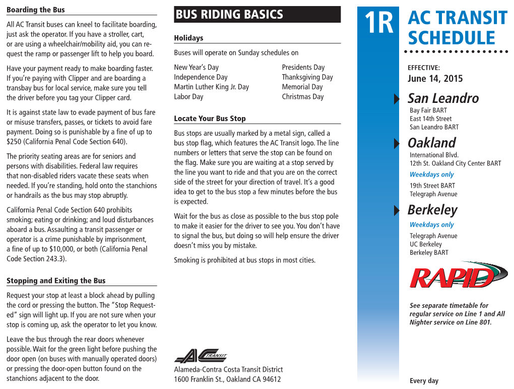 Ac Transit Schedule