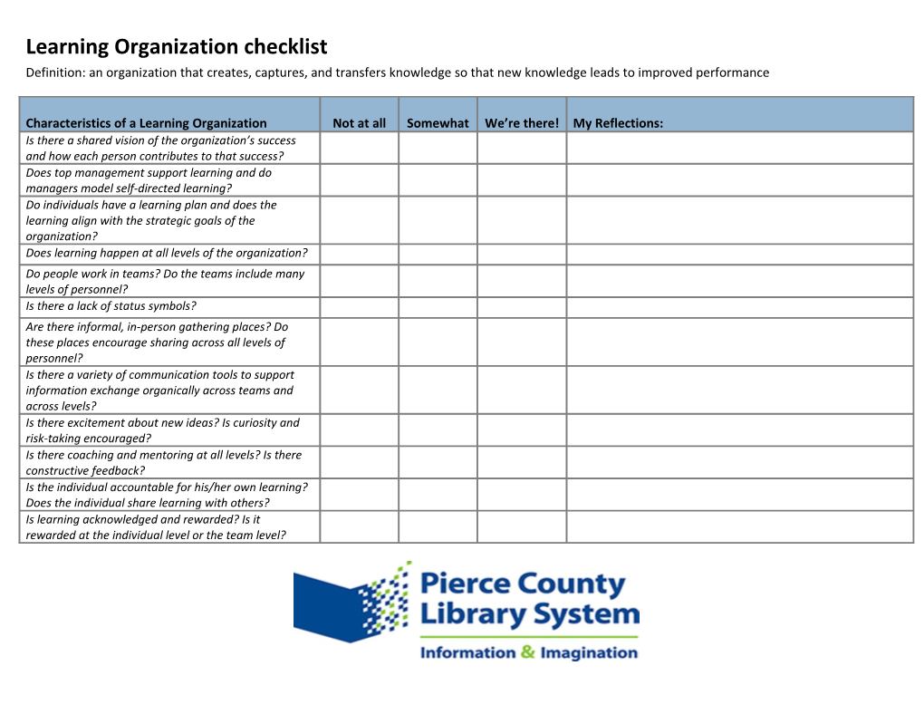 Foundations of the PCLS Learning Organization