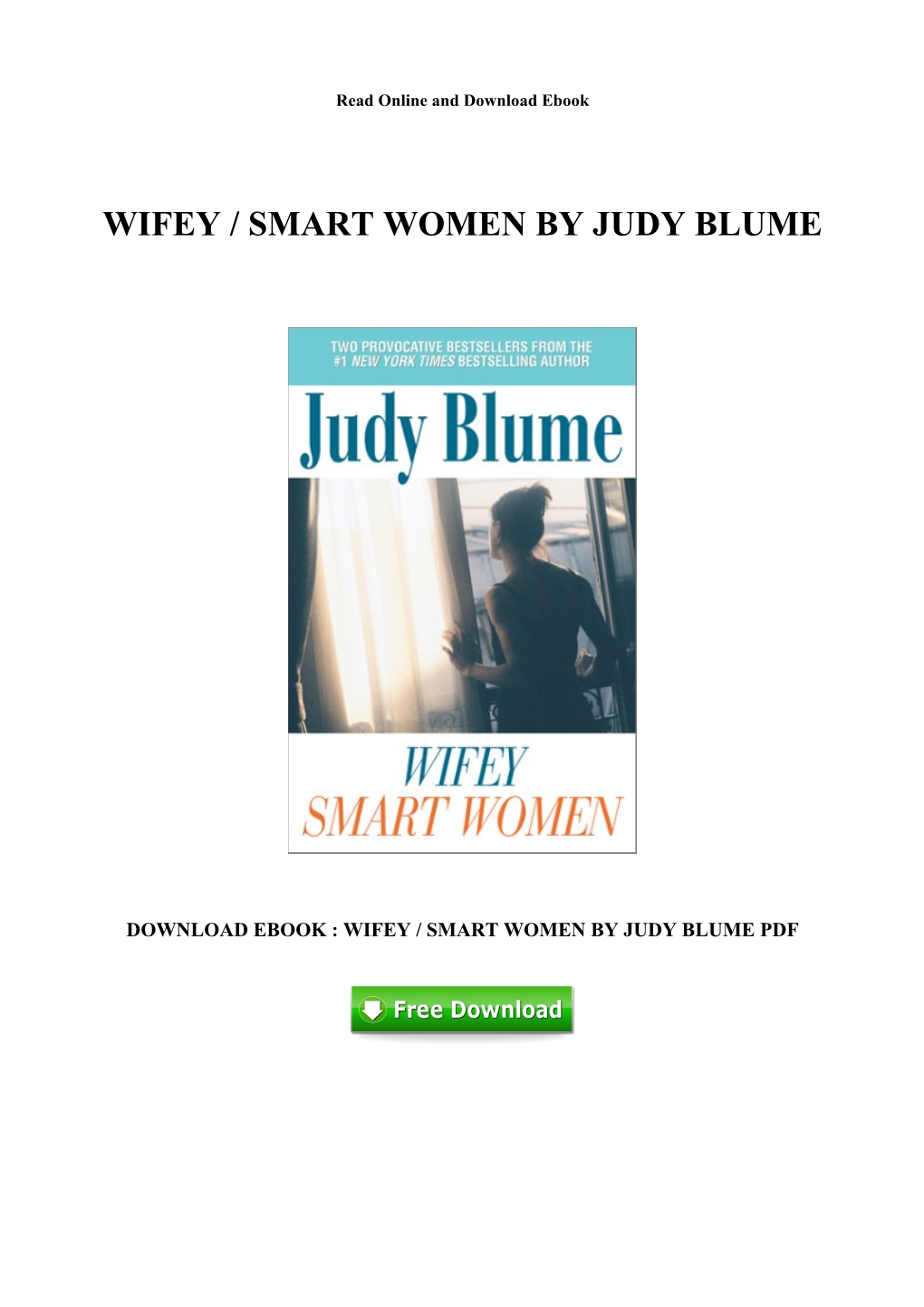 [I157.Ebook] PDF Download Wifey / Smart Women by Judy Blume