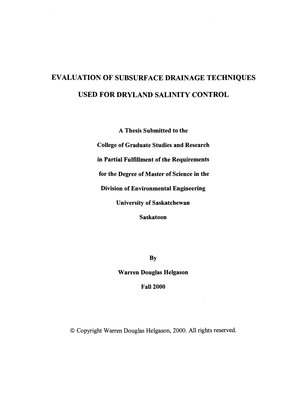 Evaluation of Subsurface Drainage Techniques Used for Dryland Salinity