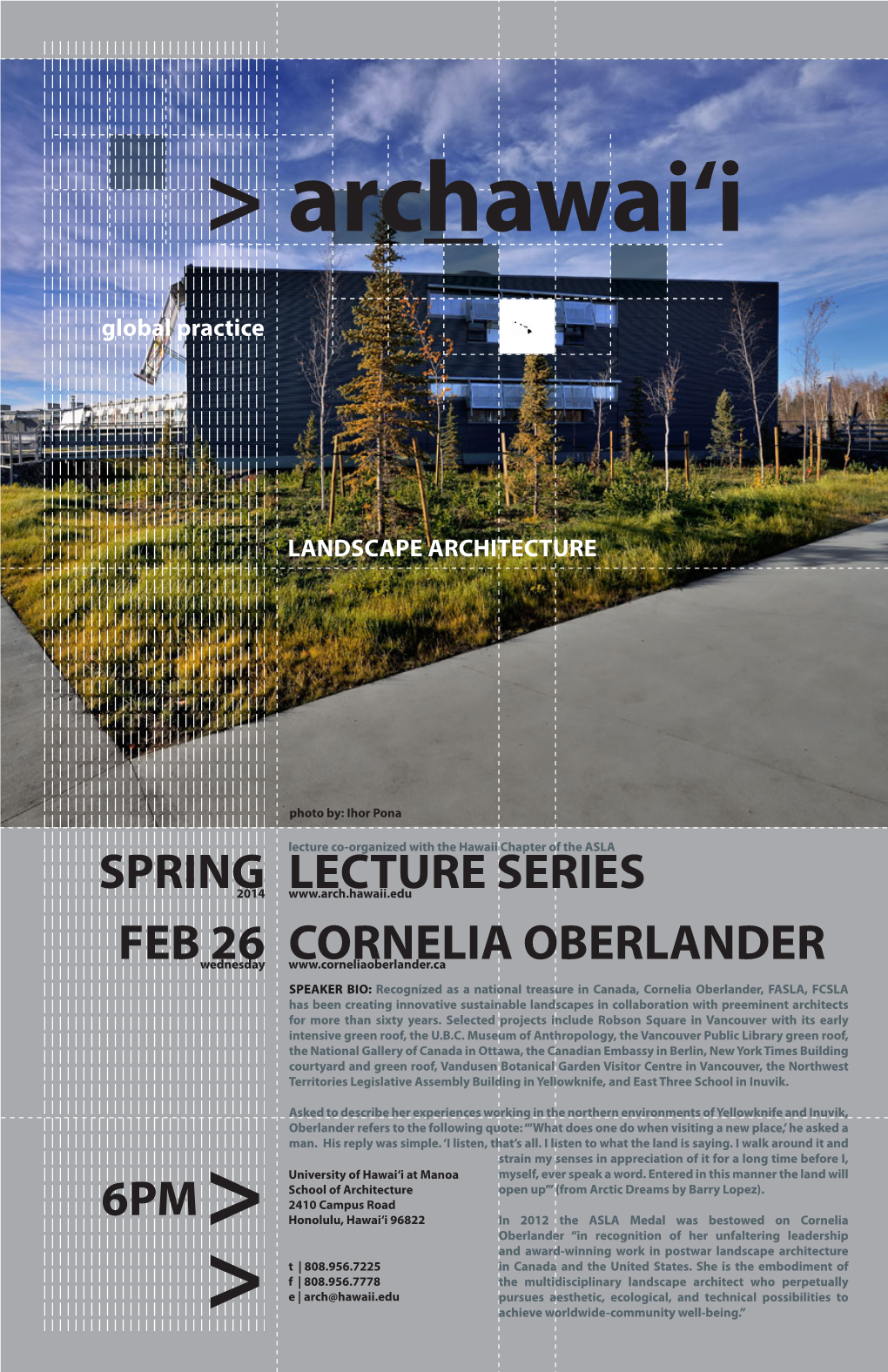 Lecture Series 6Pm Cornelia Oberlander