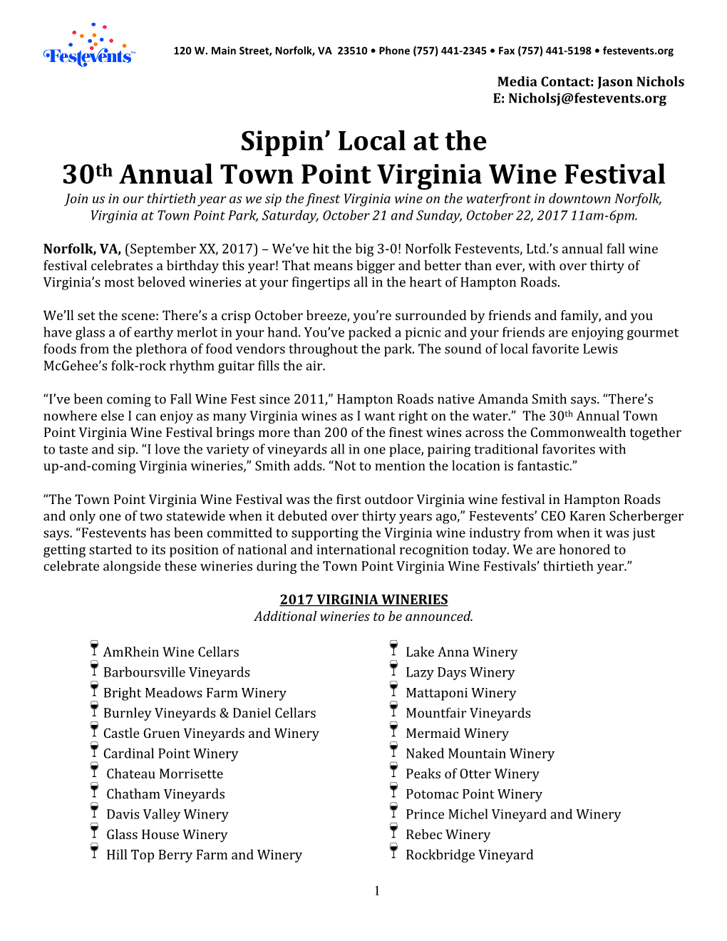 Sippin' Local at the 30Th Annual Town Point Virginia Wine Festival