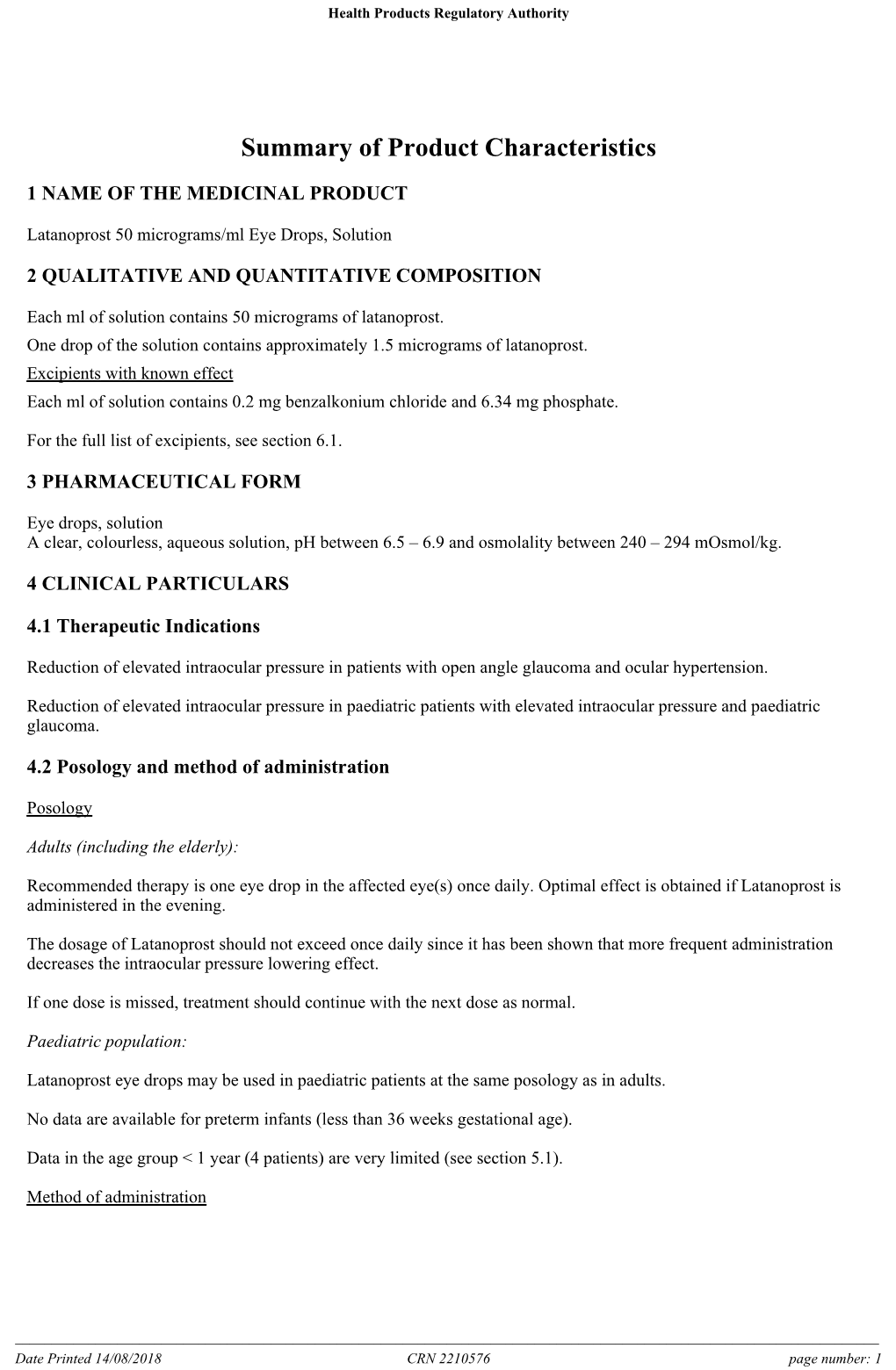 Summary of Product Characteristics