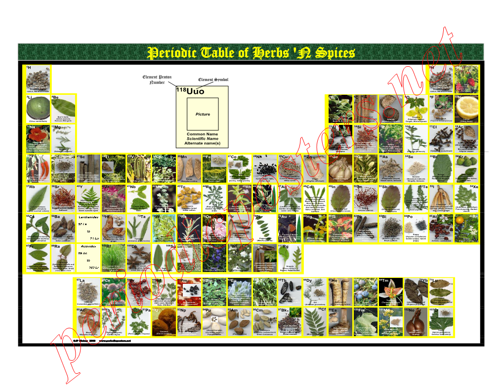 Periodic Table of Herbs 'N Spices