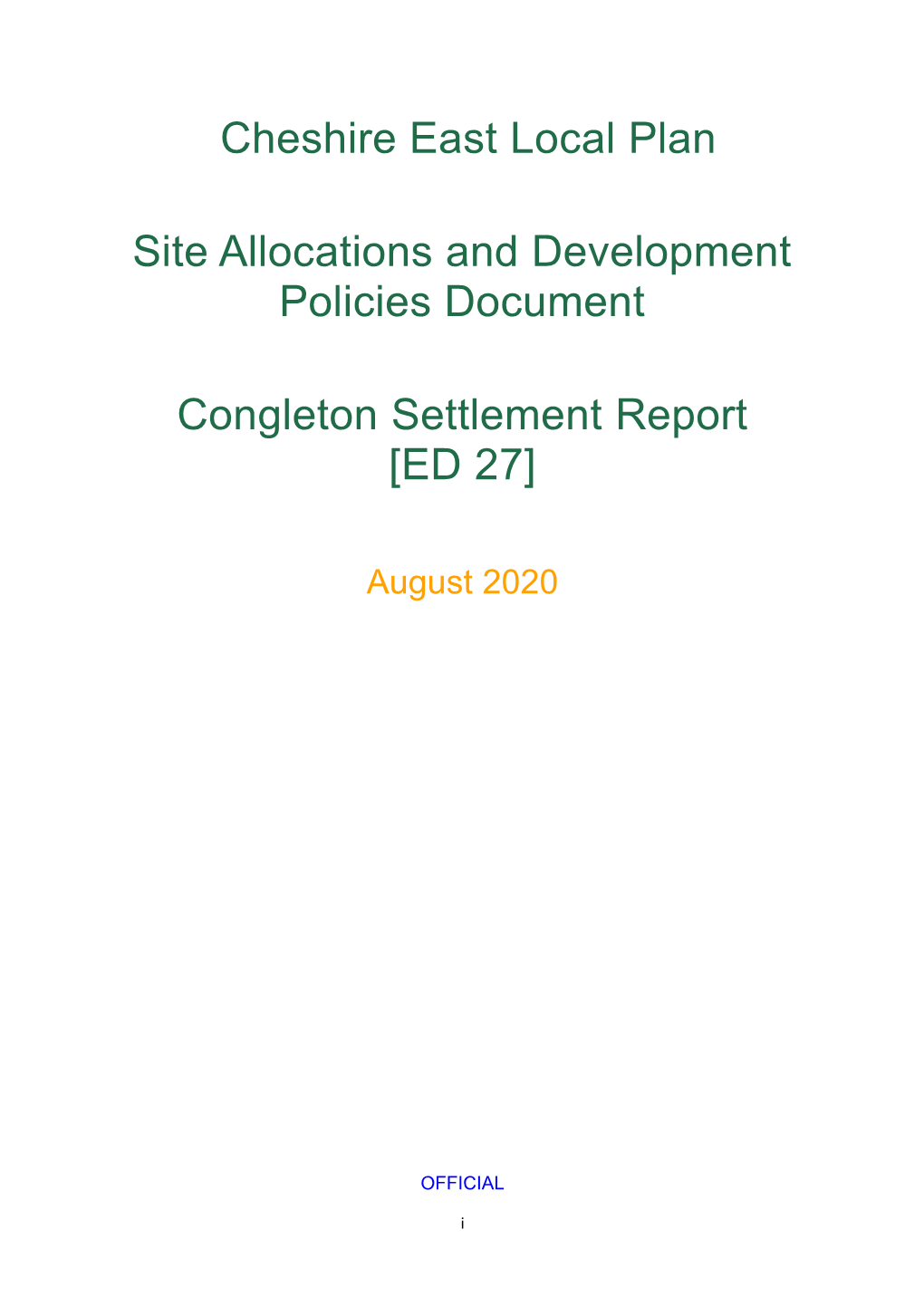 Congleton Settlement Report [ED 27]