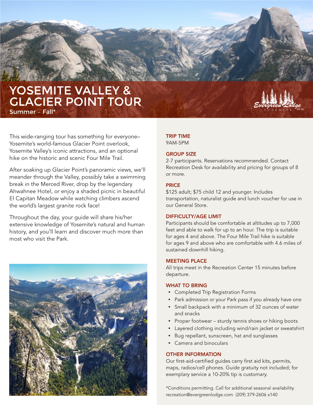 Yosemite Valley & Glacier Point Tour