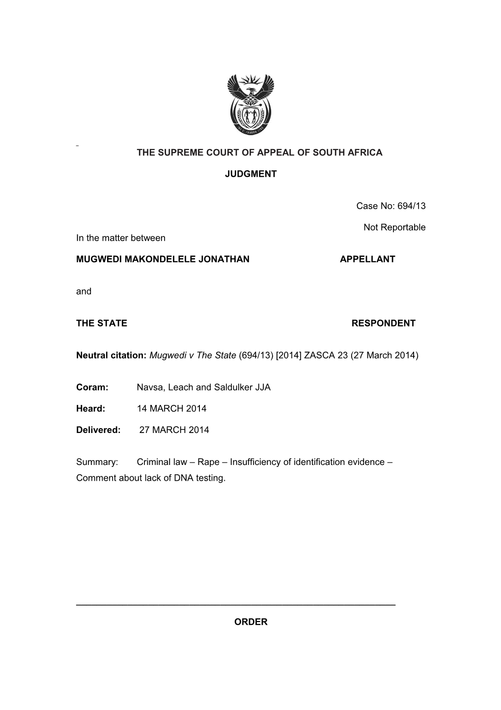 The Supreme Court of Appeal of South Africa s7