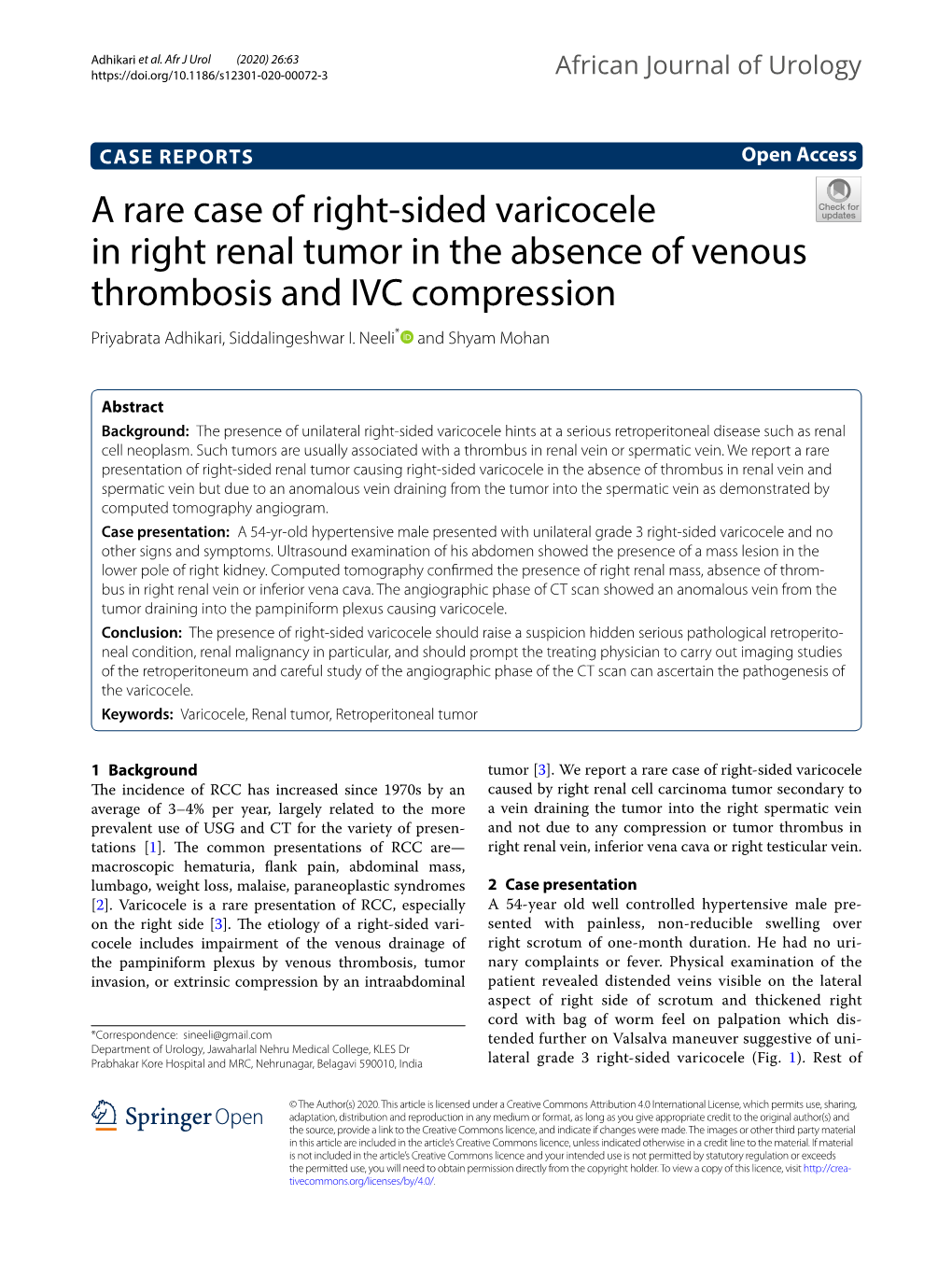 A Rare Case of Right-Sided Varicocele in Right Renal Tumor in the Absence of Venous Thrombosis and IVC Compression