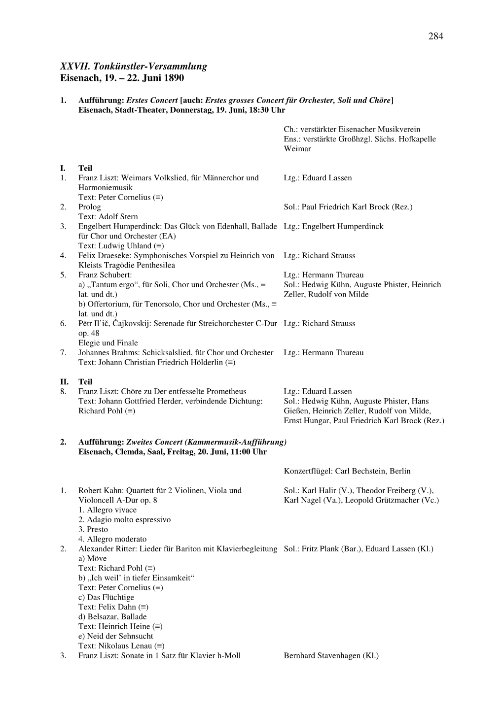 284 XXVII. Tonkünstler-Versammlung Eisenach, 19. – 22. Juni 1890