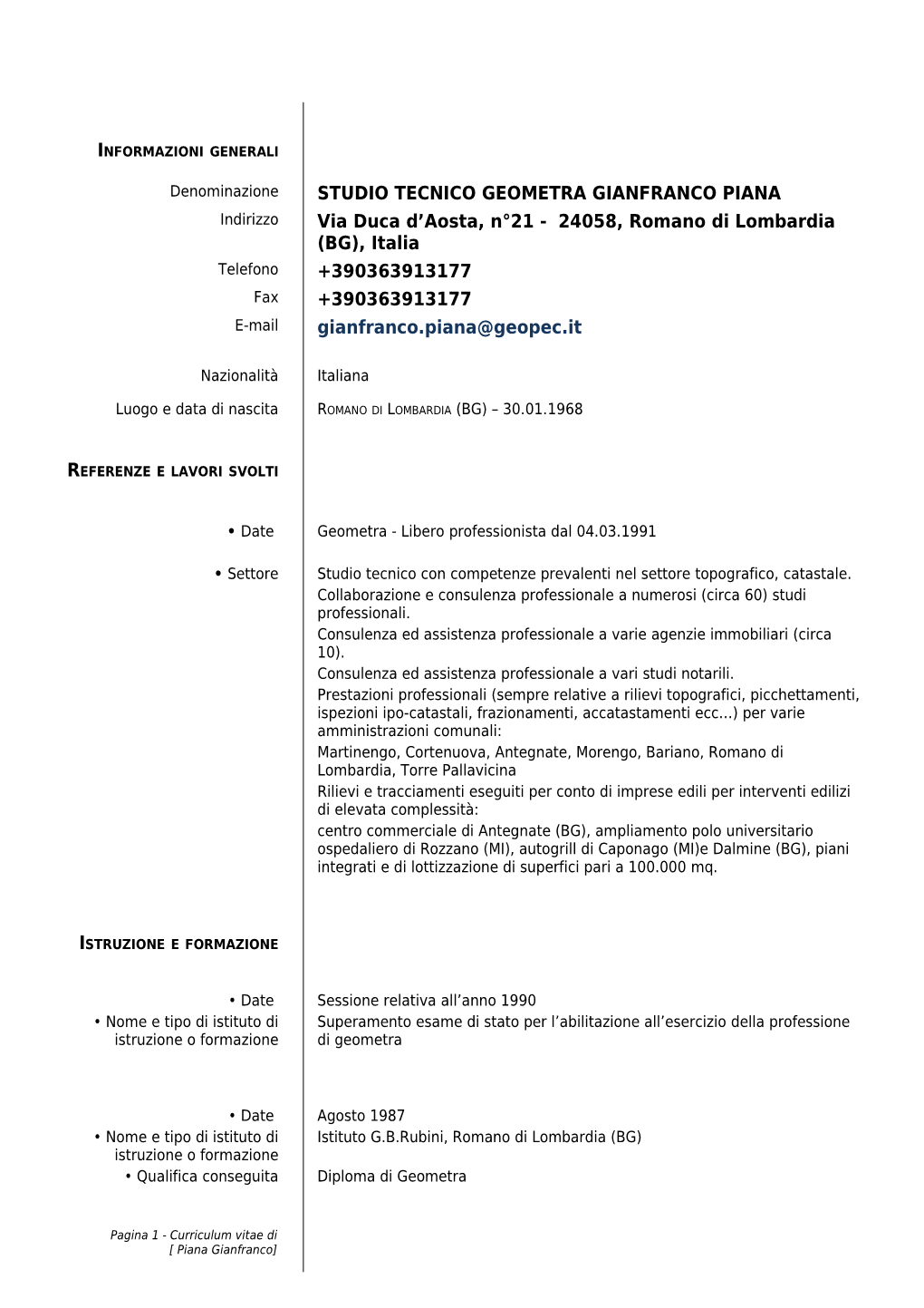 Formato Europeo Per Il Curriculum Vitae