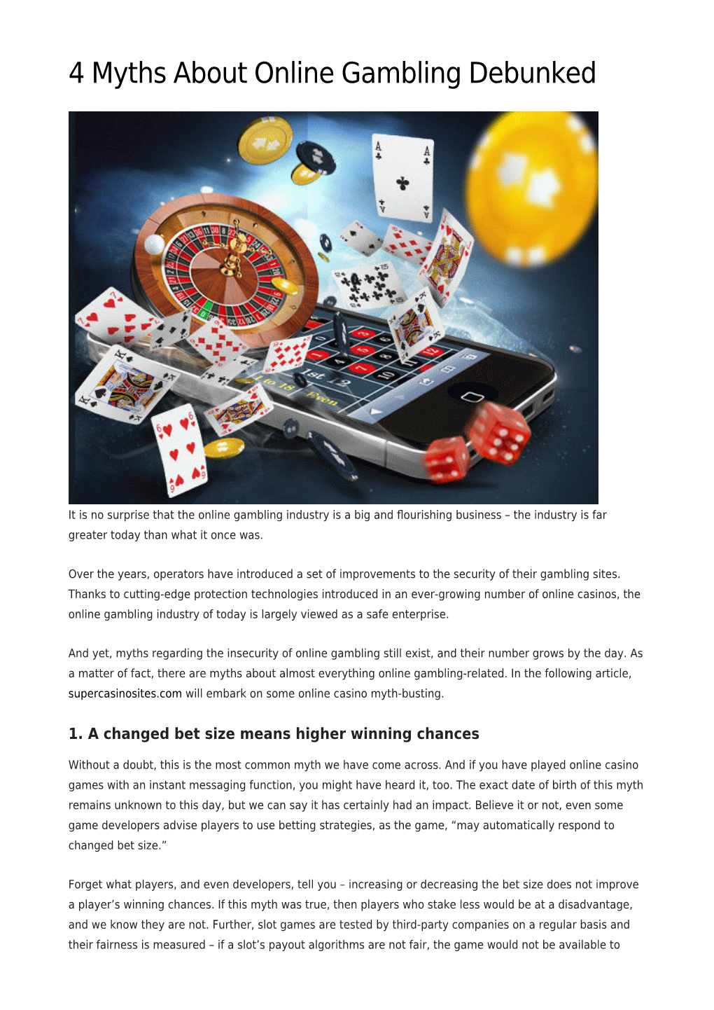 4 Myths About Online Gambling Debunked