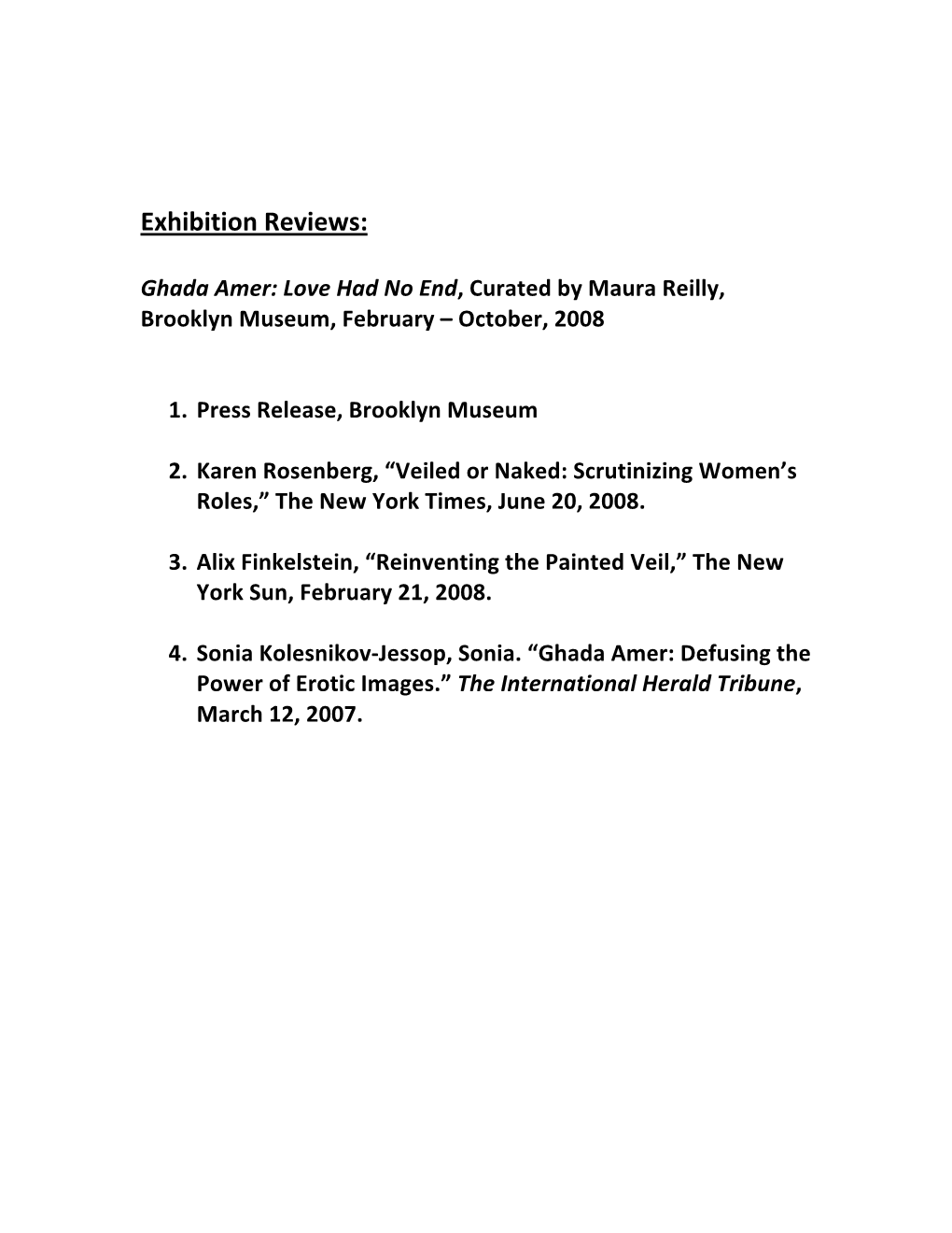 Exhibition Reviews