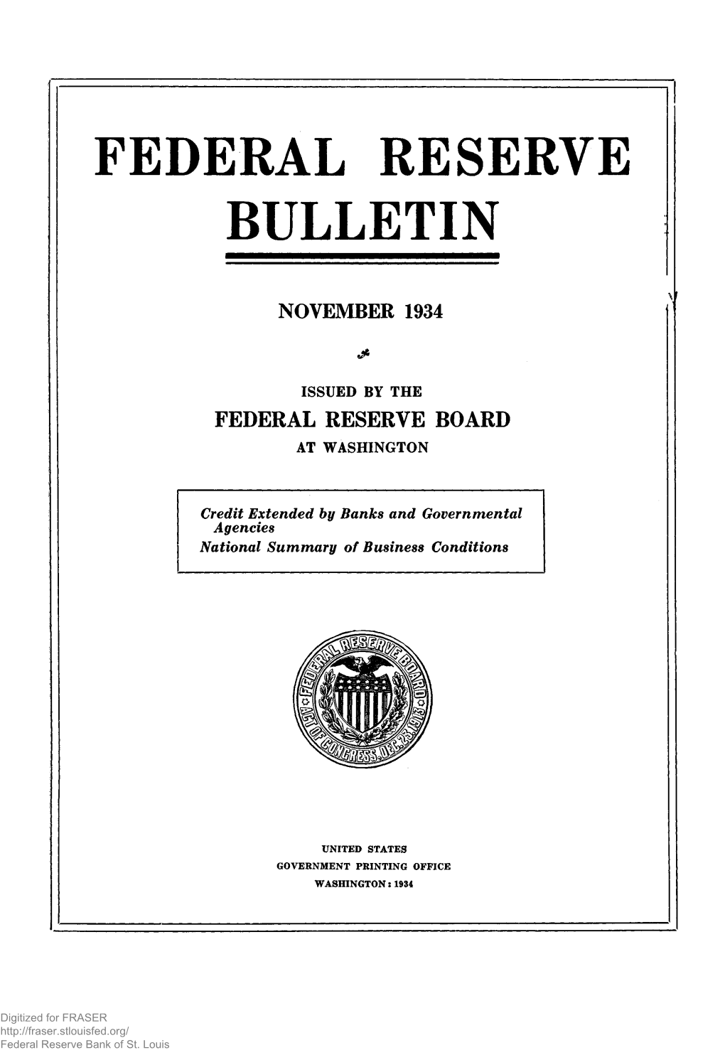 FEDERAL RESERVE BULLETIN November 1934
