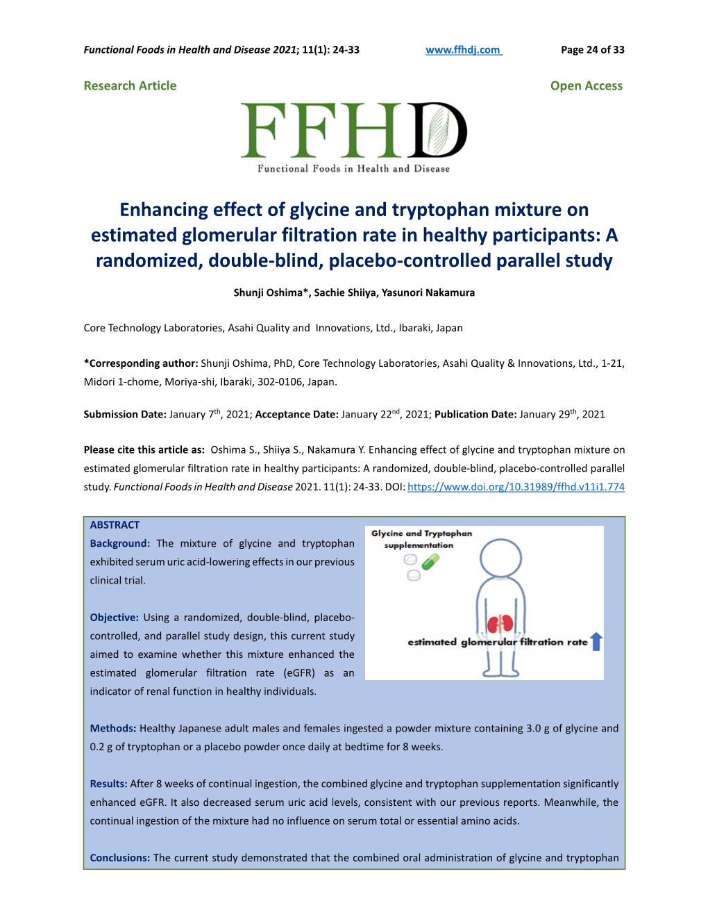 Enhancing Effect of Glycine and Tryptophan Mixture on Estimated