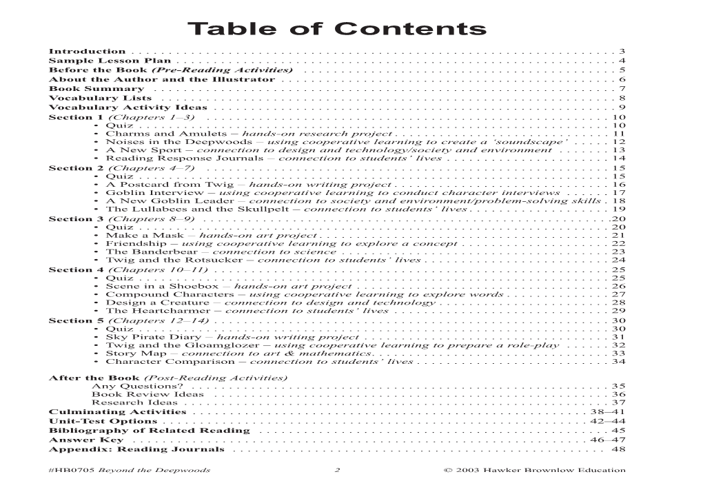 Table of Contents Answer Key Introduction