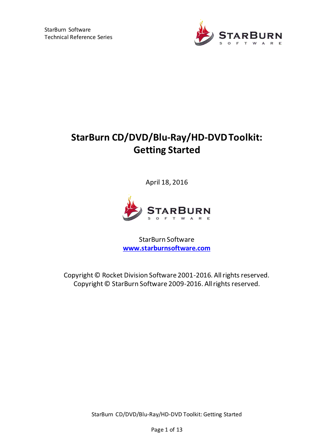 Starburn CD/DVD/Blu-Ray/HD-DVD Toolkit: Getting Started