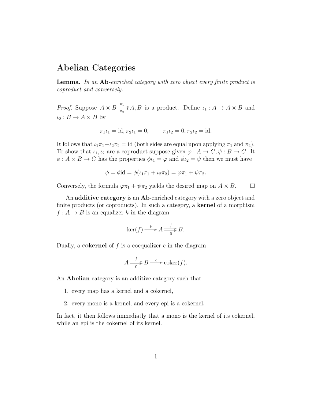 Abelian Categories