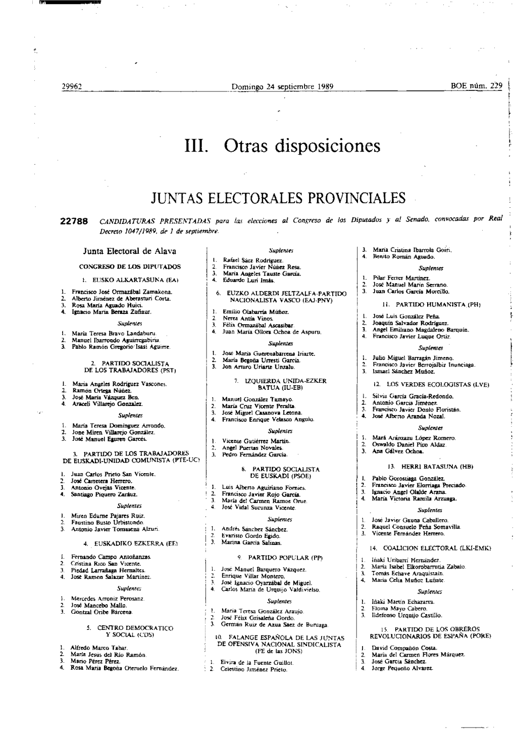 III. Otras Disposiciones