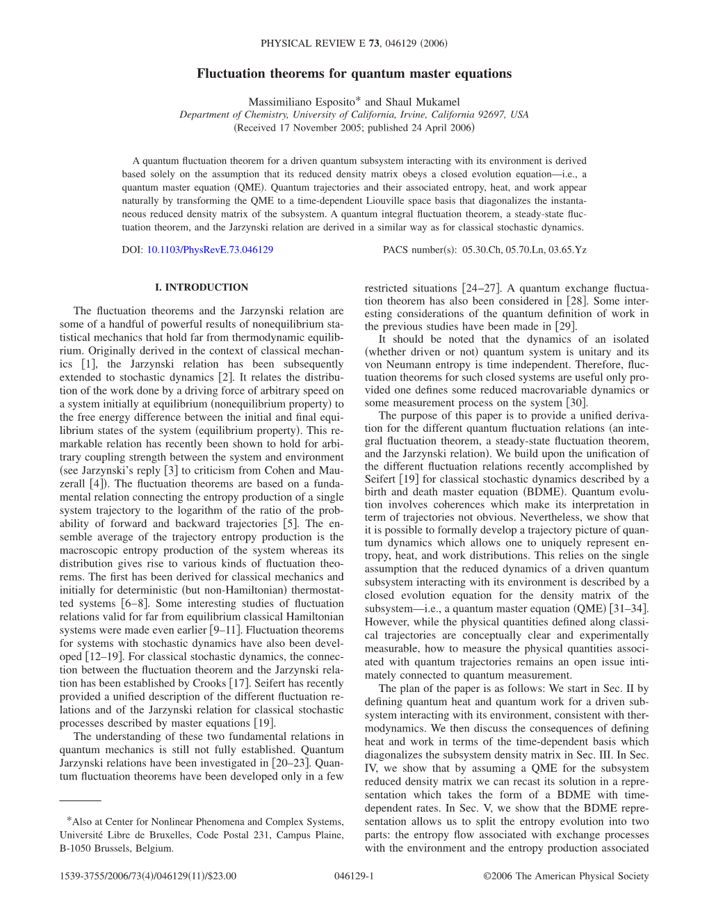 Fluctuation Theorems for Quantum Master Equations