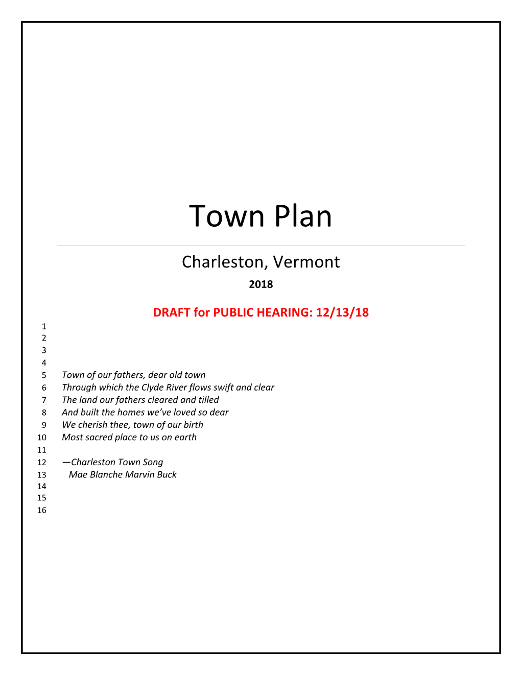 Town Plan Charleston, Vermont 2018