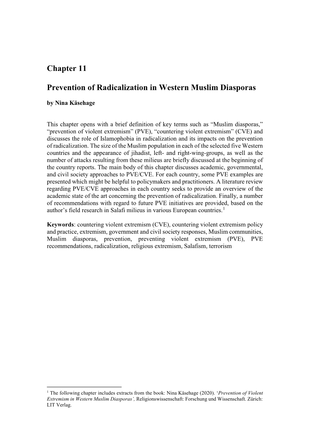 Chapter 11 Prevention of Radicalization in Western Muslim