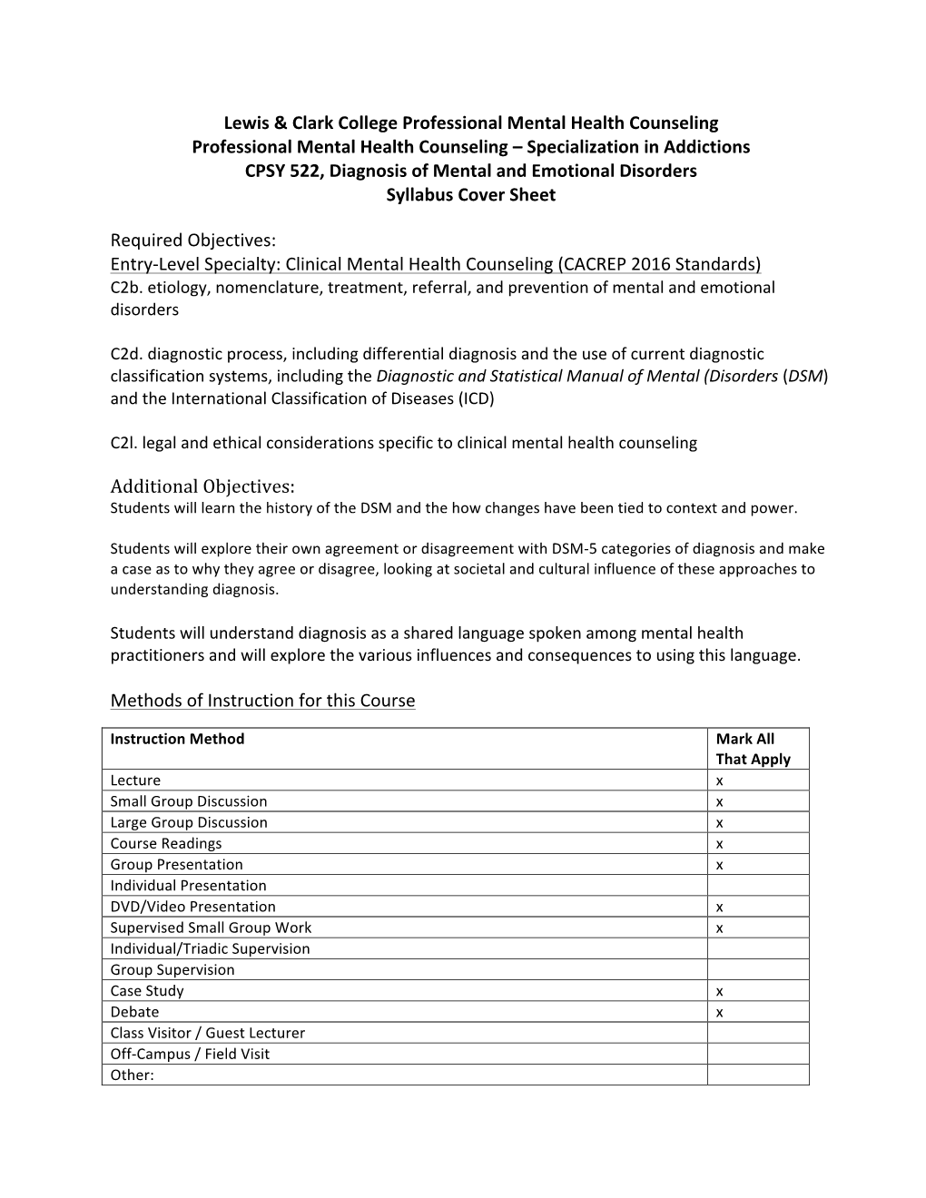 CPSY 522-02 Diagnosis of Mental and Emotional Disorders