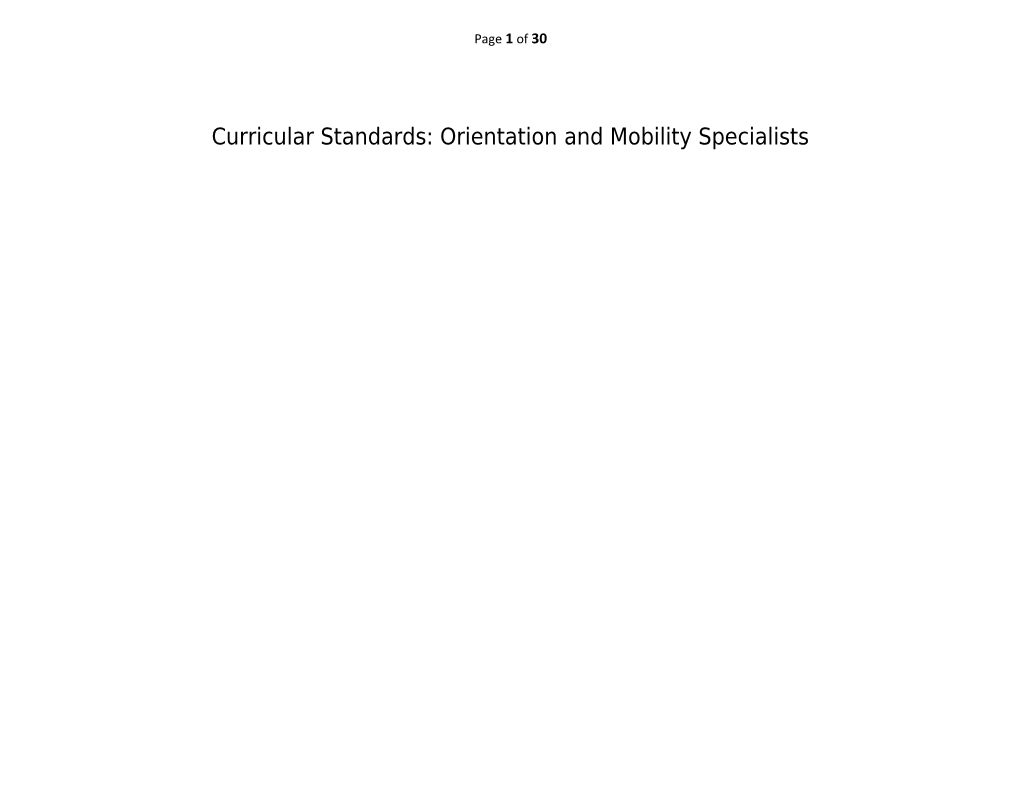 Curricular Standards: Orientation and Mobility Specialists