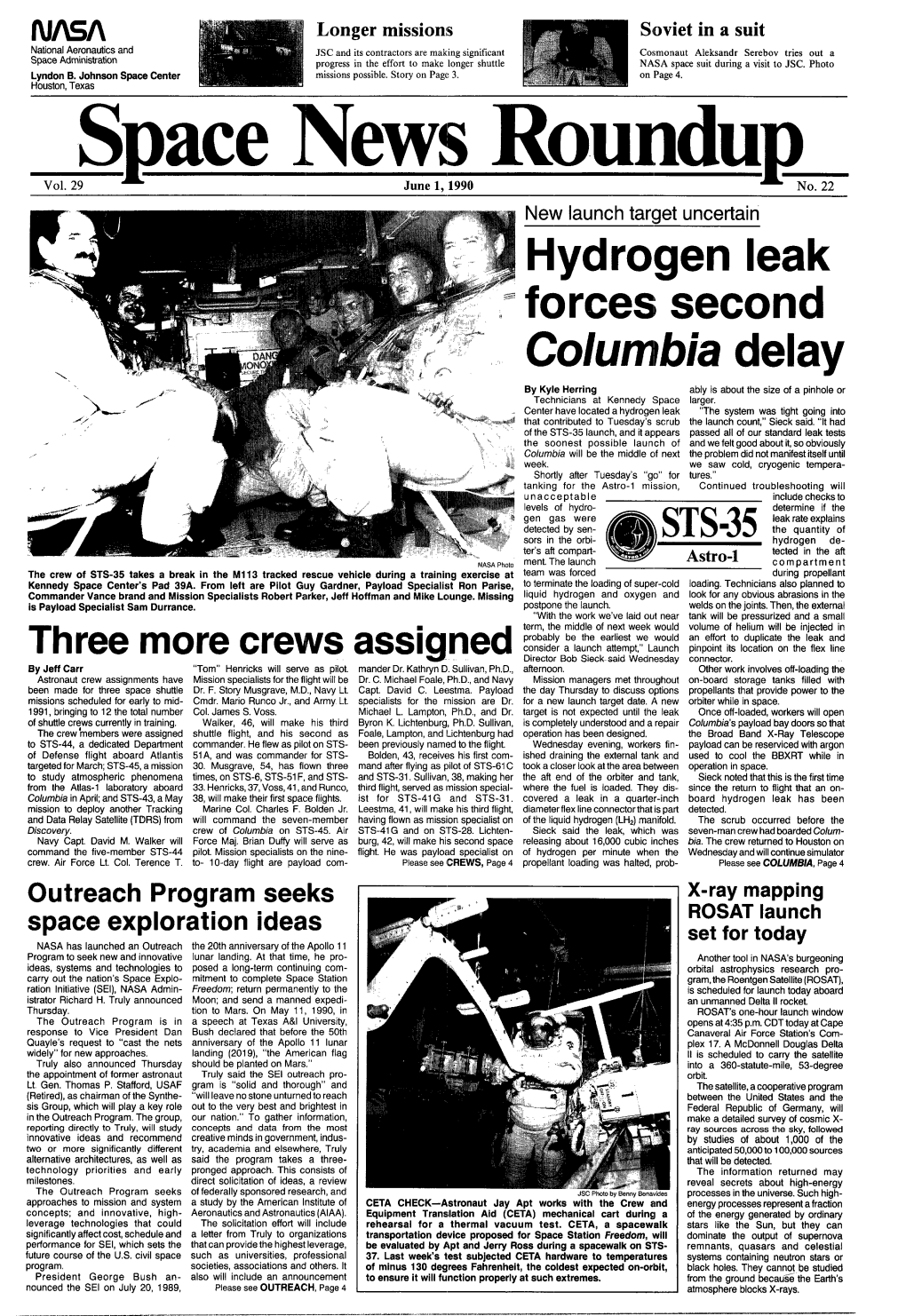 Hydrogen Leak Forces Second Columbia Delay %