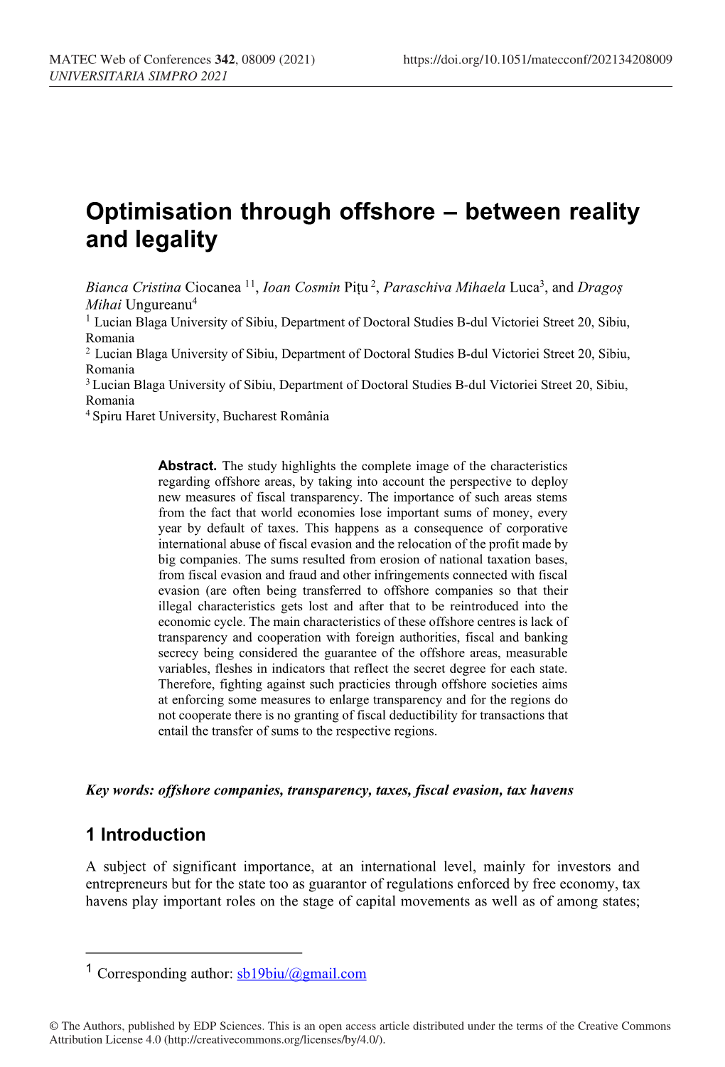 Optimisation Through Offshore – Between Reality and Legality