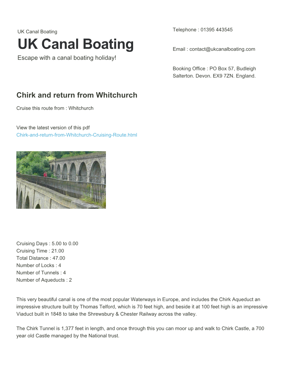 Chirk and Return from Whitchurch | UK Canal Boating