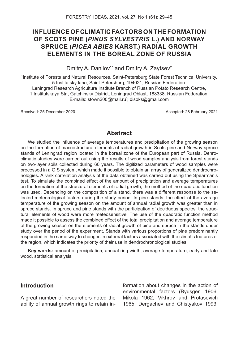 Influence of Climatic Factors on The