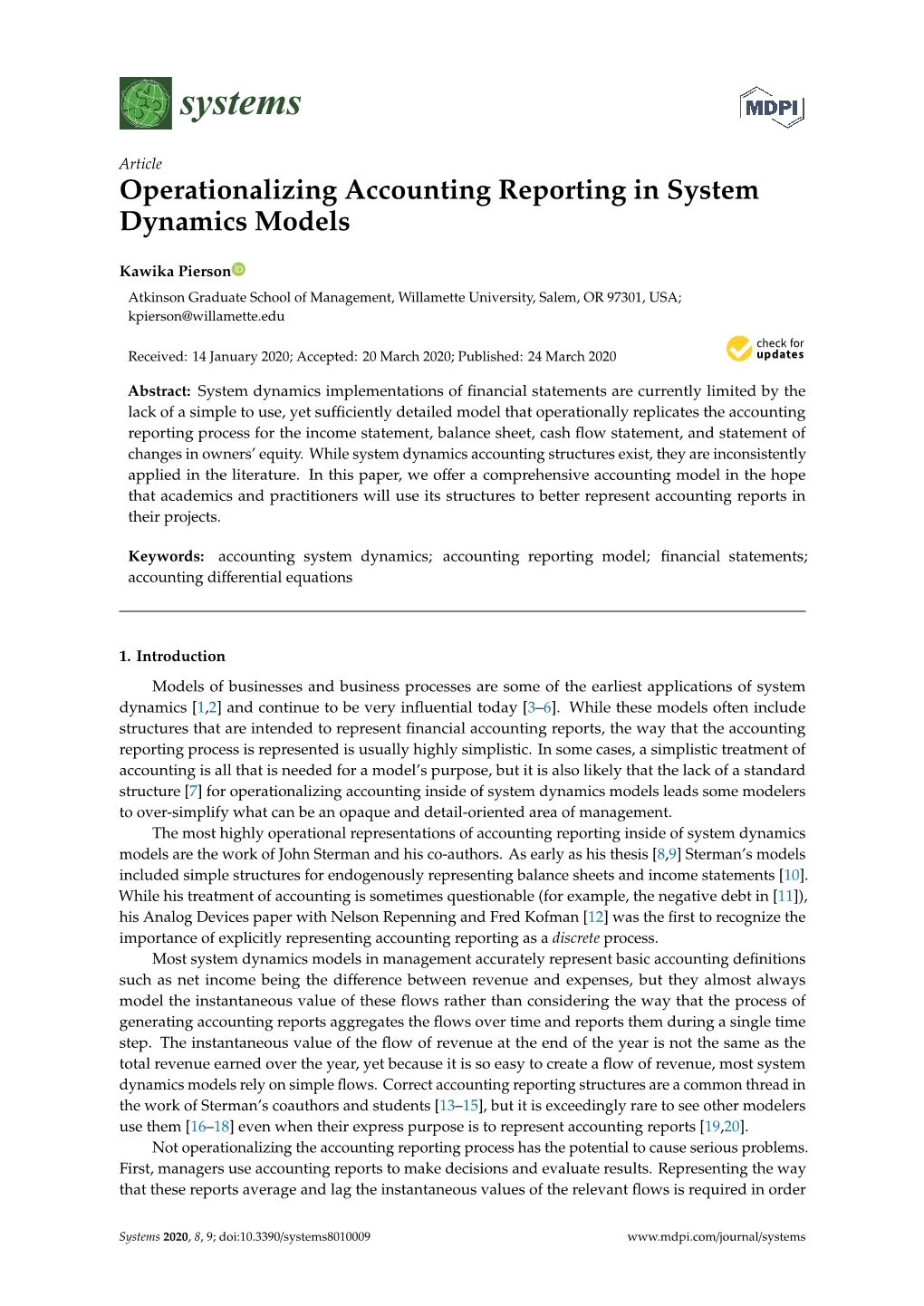 Operationalizing Accounting Reporting in System Dynamics Models