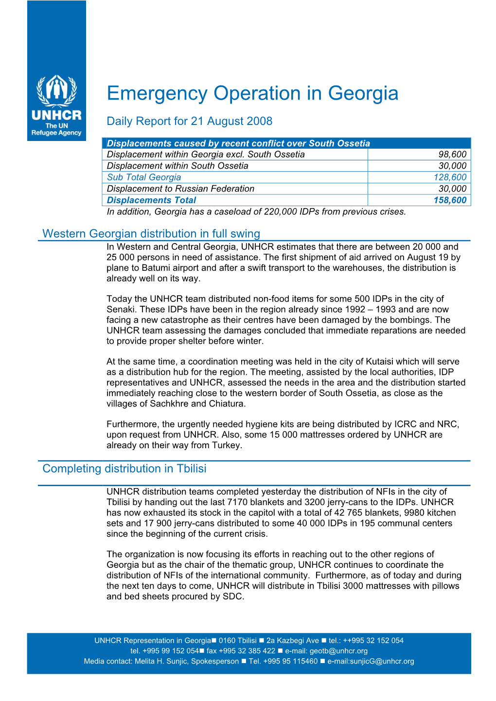 Daily Report for 21 August 2008