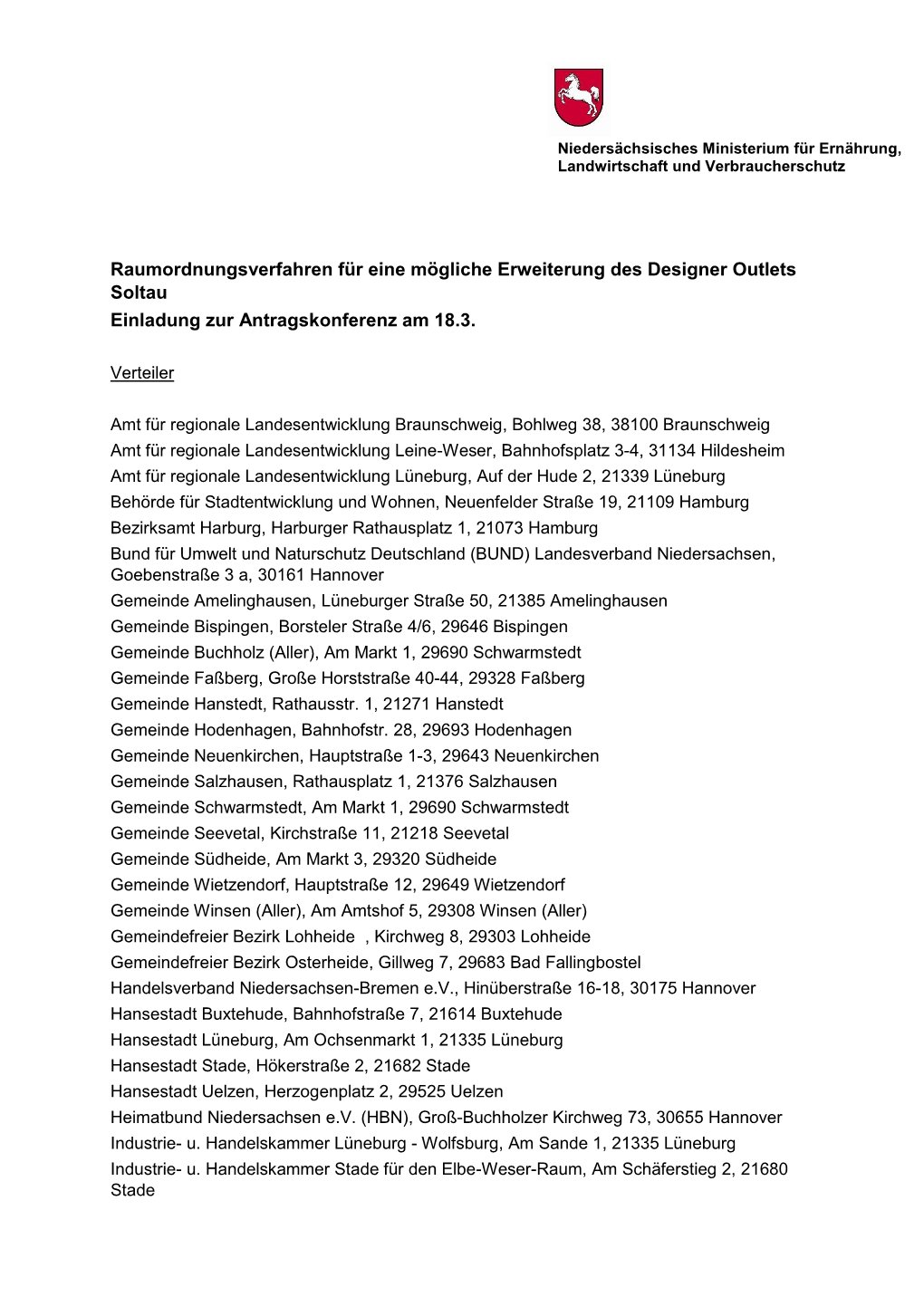 Raumordnungsverfahren Für Eine Mögliche Erweiterung Des Designer Outlets Soltau Einladung Zur Antragskonferenz Am 18.3