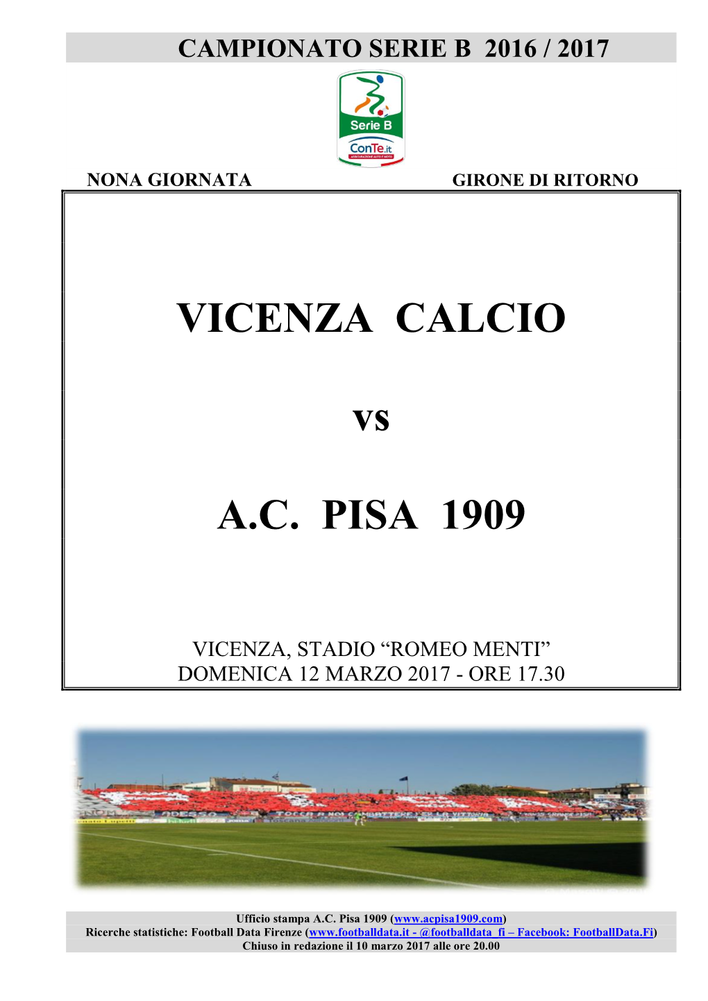 VICENZA CALCIO Vs A.C. PISA 1909