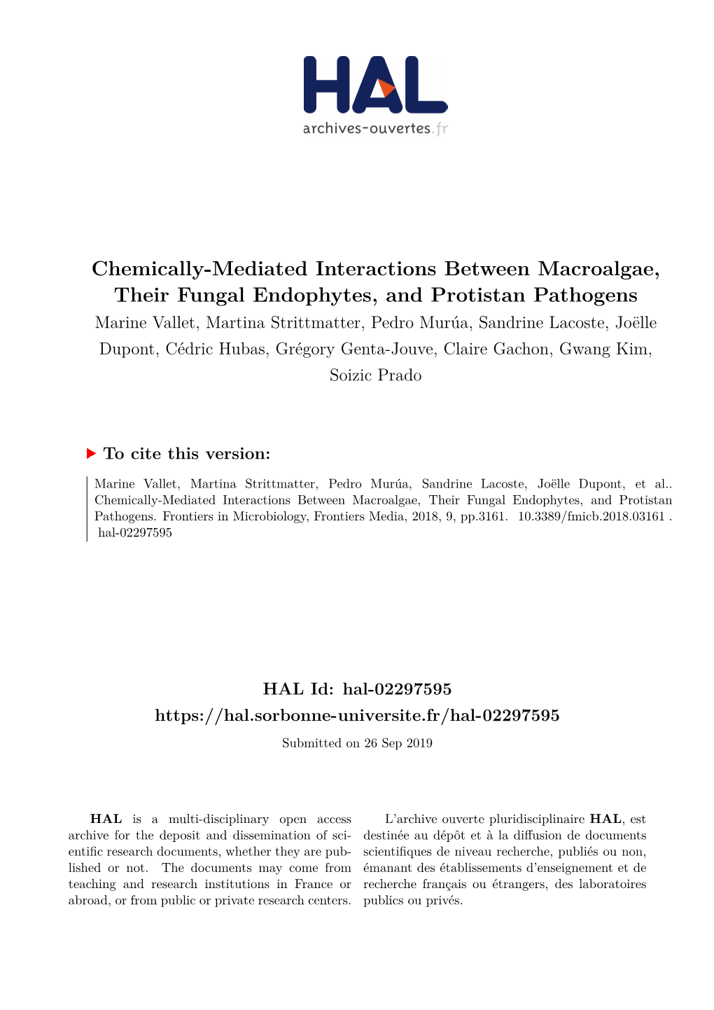 Chemically-Mediated Interactions Between Macroalgae, Their Fungal