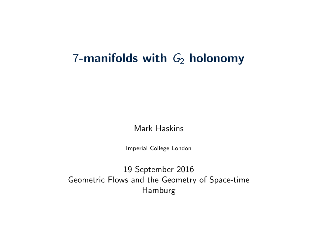 7-Manifolds with G2 Holonomy