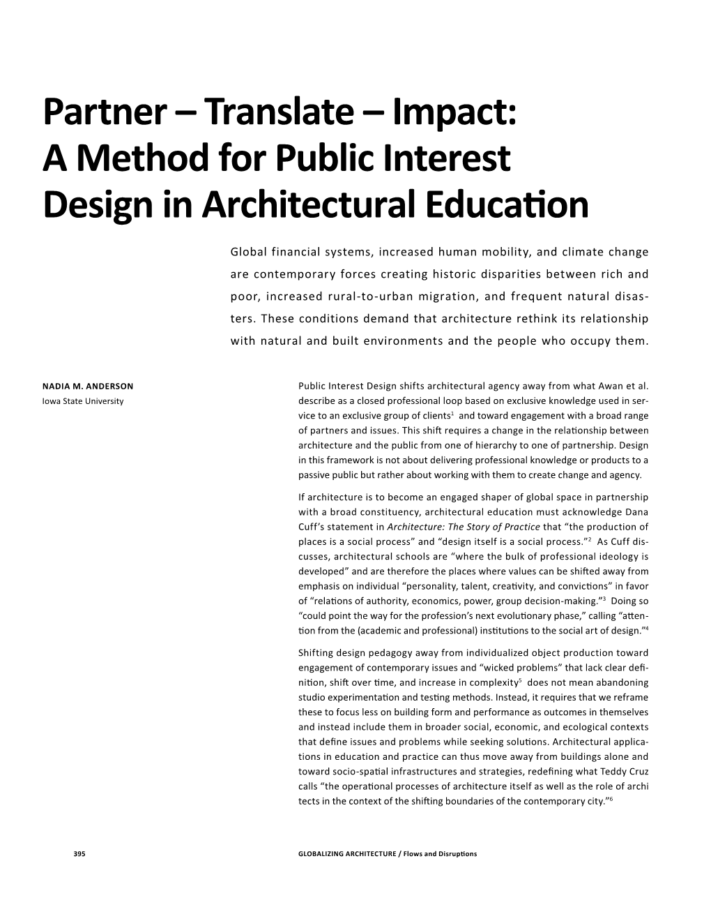 A Method for Public Interest Design in Architectural Education