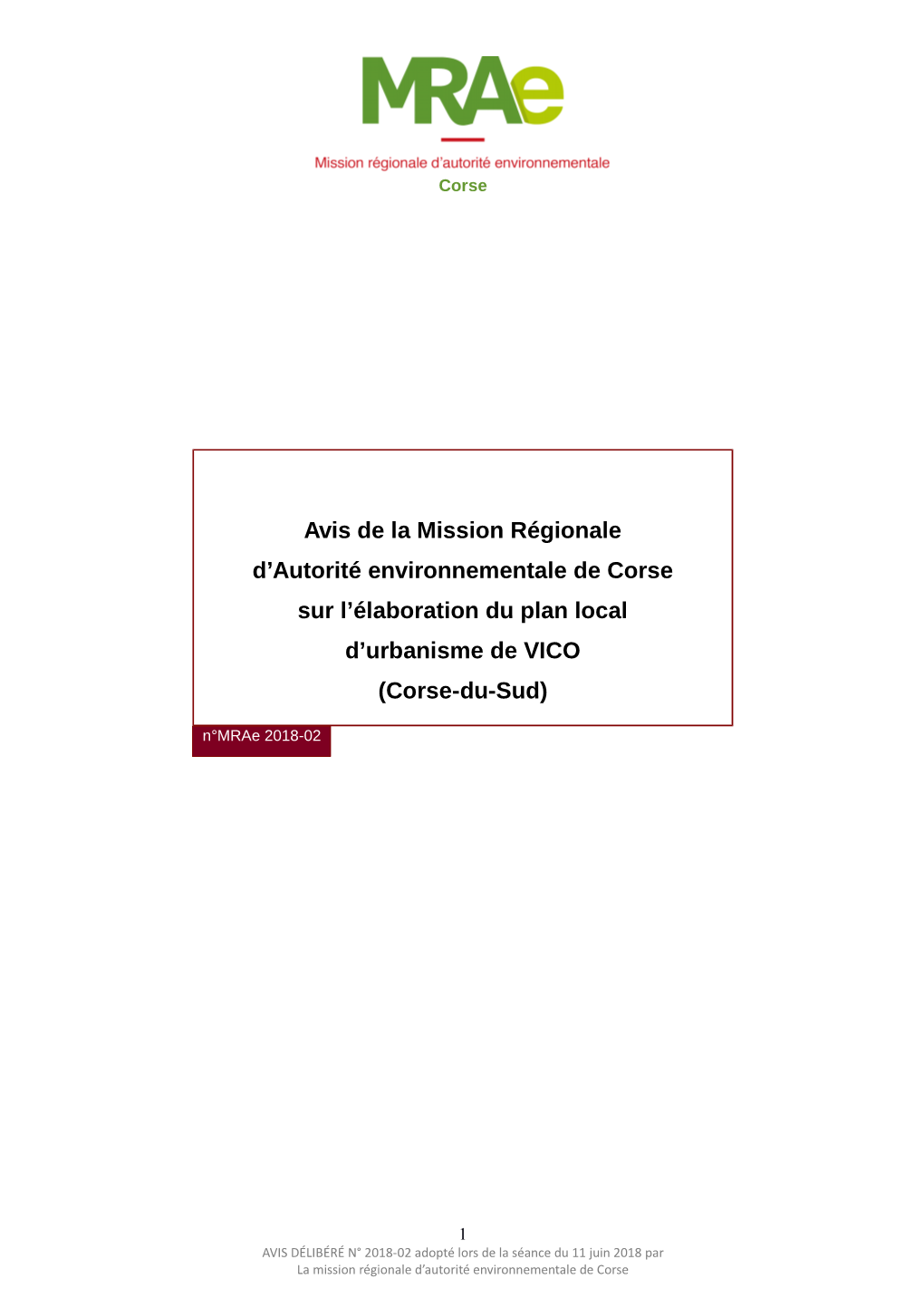 Avis De La Mission Régionale D'autorité Environnementale De