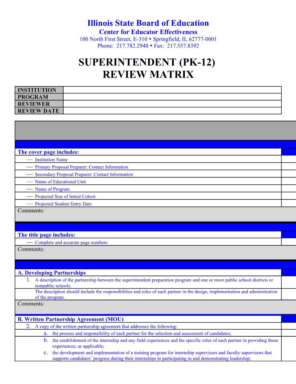 Superintendent Program Scoring Rubric