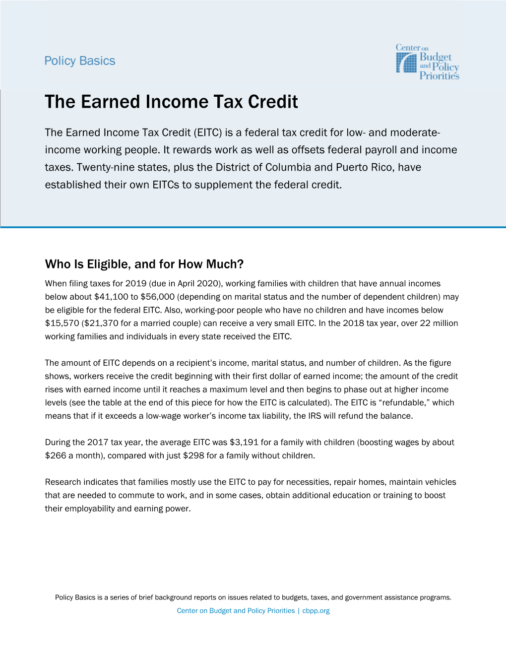 The Earned Income Tax Credit