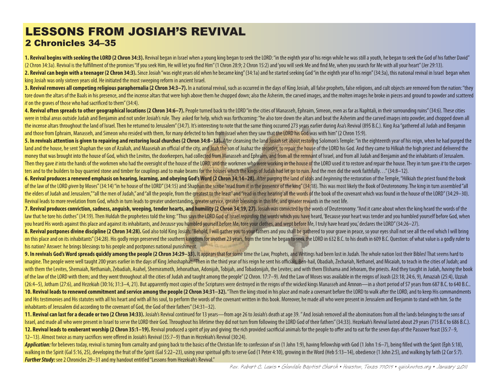 Lessons from Josiah's Revival