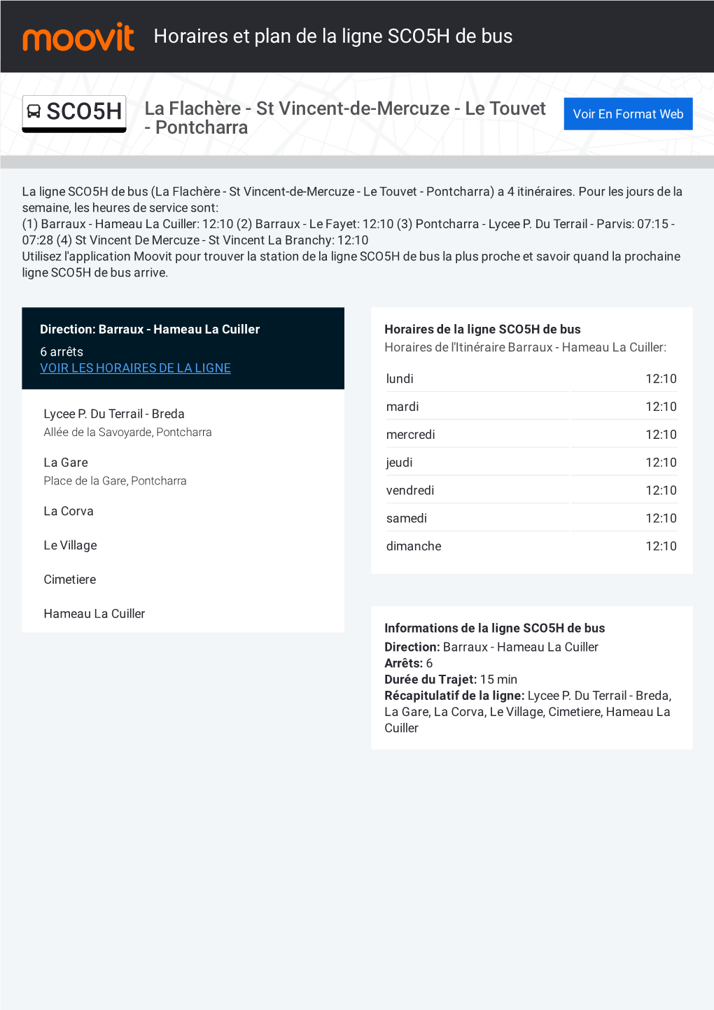 Horaires Et Trajet De La Ligne SCO5H De Bus Sur Une Carte