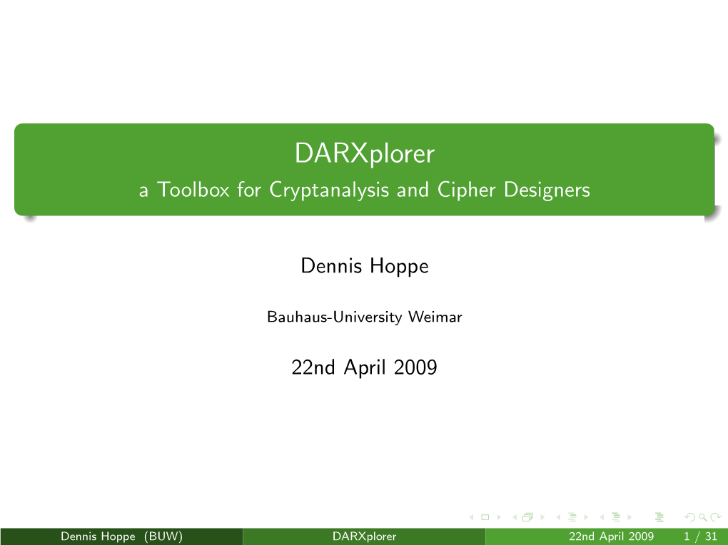 Darxplorer a Toolbox for Cryptanalysis and Cipher Designers