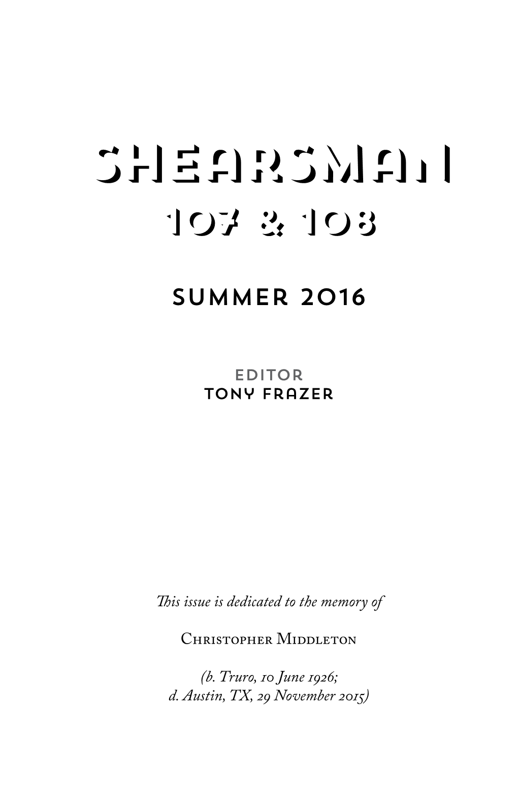 Shearsman 107 & 108